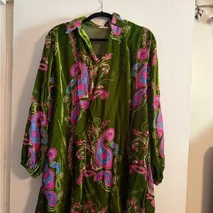 JODIFL Green and Pink Paisley Midi Dress